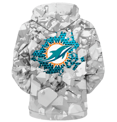 Miami Dolphins Beehives Pattern 3D Zipper Hoodie Jacket - Image 2