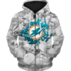 Miami Dolphins Beehives Pattern 3D Zipper Hoodie Jacket