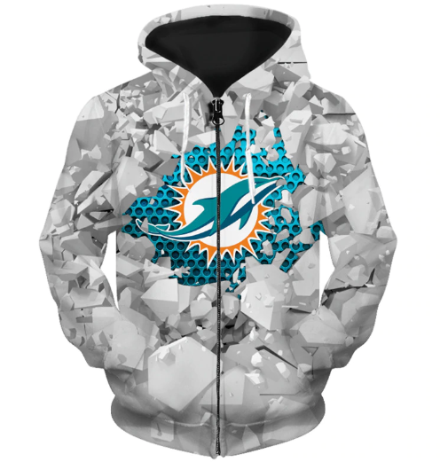 Miami Dolphins Beehives Pattern 3D Zipper Hoodie Jacket