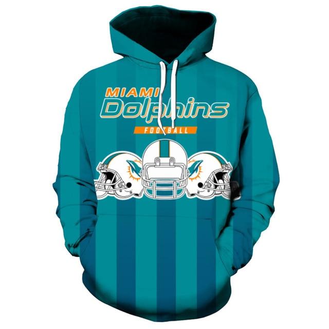 Miami Dolphins Helmet With Team Name 3D Printed Pullover Hoodie