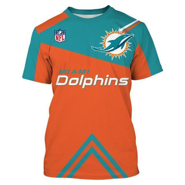 Miami Dolphins Logo With Team Name 3D Printed T-Shirt