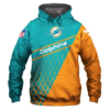 Miami Dolphins Top Logo 3D Pullover Hoodie