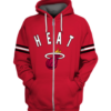 Miami Heat Red Simple 3D Printed Zipper Hoodie Jacket