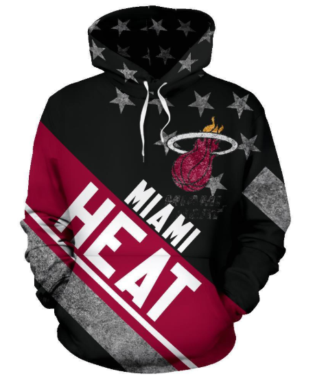 Miami Heat Stripe With Stars 3D Printed Pullover Hoodie