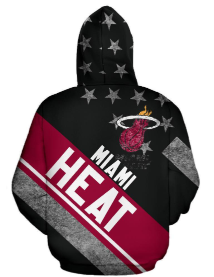Miami Heat Stripe With Stars 3D Printed Pullover Hoodie - Image 2