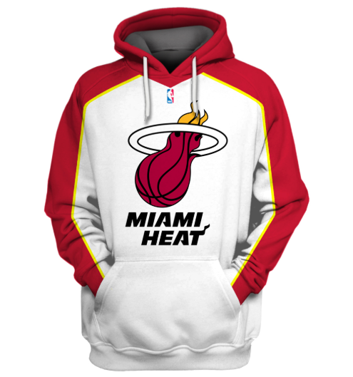 Miami Heat White Simple 3D Printed Pullover Hoodie