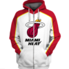 Miami Heat White Simple 3D Printed Zipper Hoodie Jacket