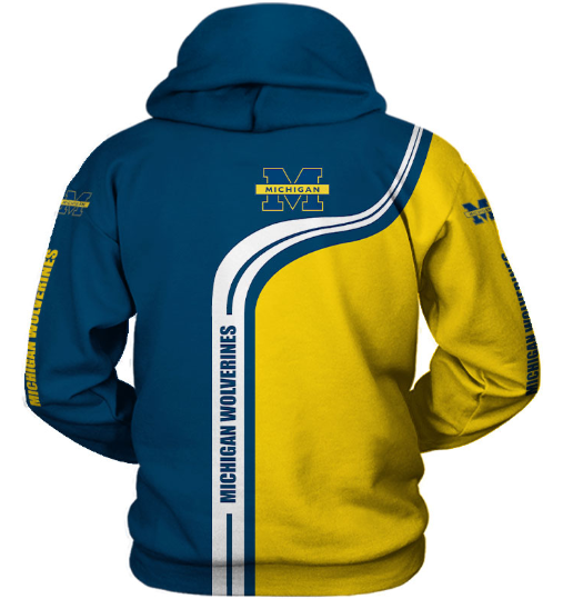 Michigan Wolverines Half Color 3D Printed Pullover Hoodie - Image 2