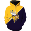 Minnesota Vikings Logo Center 3D Printed Pullover Hoodie