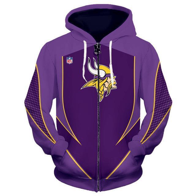 Minnesota Vikings Middle Logo 3D Printed Zipper Hoodie Jacket