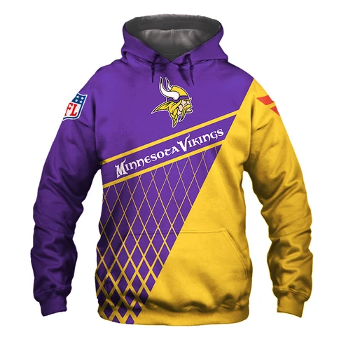 Minnesota Vikings Top Logo 3D Pullover Hoodie