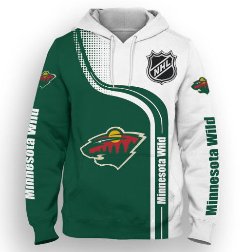 Minnesota Wild Half Color 3D Printed Pullover Hoodie