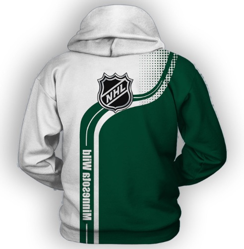 Minnesota Wild Half Color 3D Printed Zipper Hoodie Jacket - Image 2