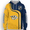 Nashville Predators Half Color 3D Printed Pullover Hoodie