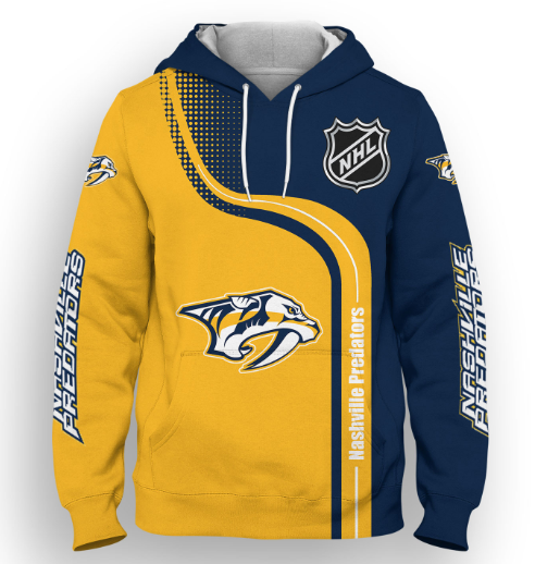 Nashville Predators Half Color 3D Printed Pullover Hoodie
