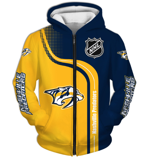 Nashville Predators Half Color 3D Printed Zipper Hoodie Jacket