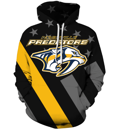 Nashville Predators Symbol Black 3D Pullover Hoodie