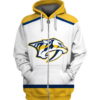 Nashville Predators Symbol White 3D Zipper Hoodie Jacket