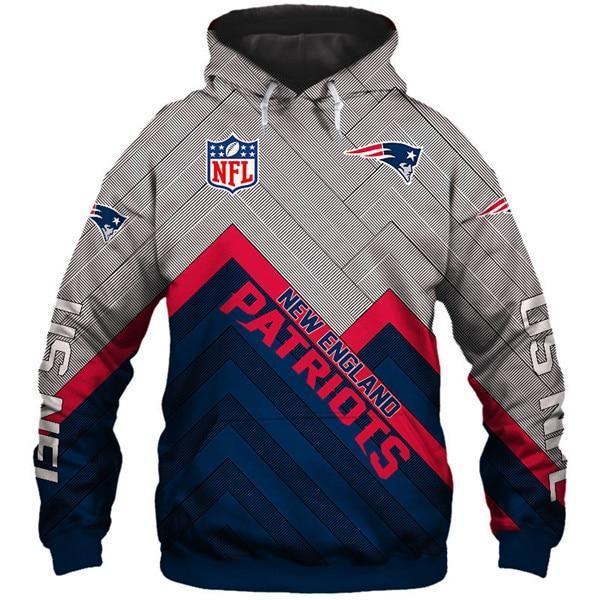 New England Patriots 3D Logo Name Printed Pullover Hoodie