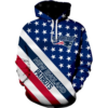 New England Patriots American Flag 3D Printed Pullover Hoodie