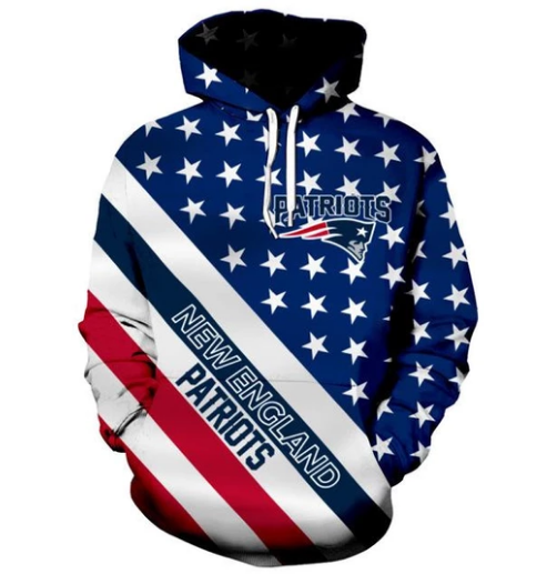 New England Patriots American Flag 3D Printed Pullover Hoodie