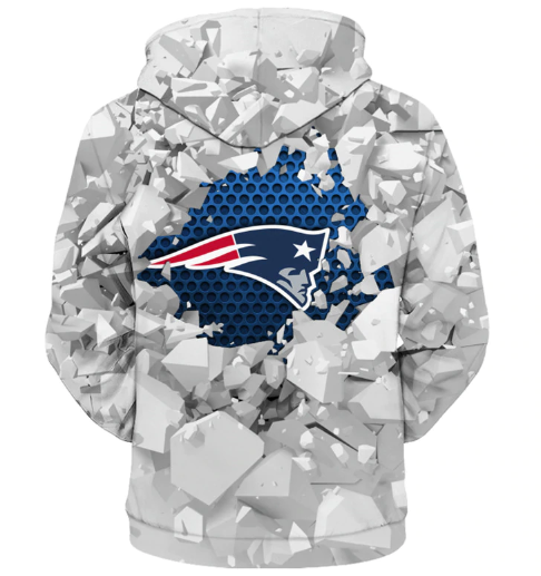 New England Patriots Beehives Pattern 3D Zipper Hoodie Jacket - Image 2