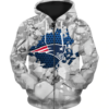 New England Patriots Beehives Pattern 3D Zipper Hoodie Jacket