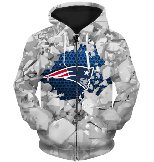 New England Patriots Beehives Pattern 3D Zipper Hoodie Jacket