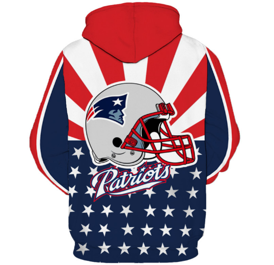 New England Patriots Multi Color 3D Pullover Hoodie - Image 2