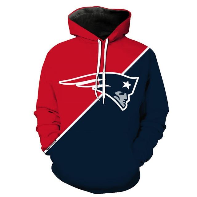 New England Patriots Red And Blue 3D Pullover Hoodie