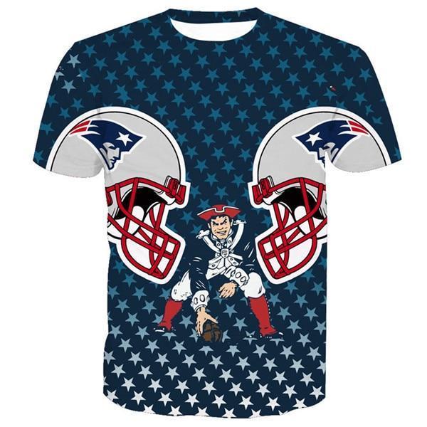 New England Patriots Stylized Blue Logo 3D T-Shirt