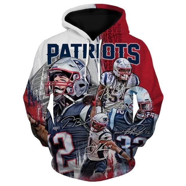 New England Patriots Team Play 3D Pullover Hoodie