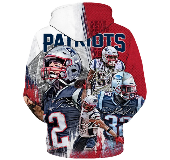 New England Patriots Team Play 3D Pullover Hoodie - Image 2