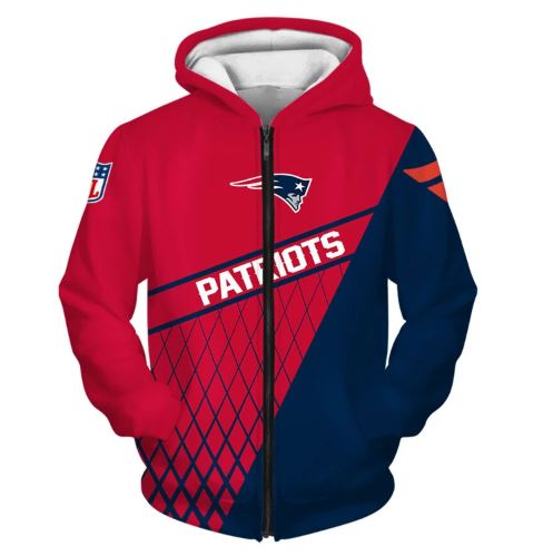 New England Patriots Top Logo 3D Zipper Hoodie Jacket