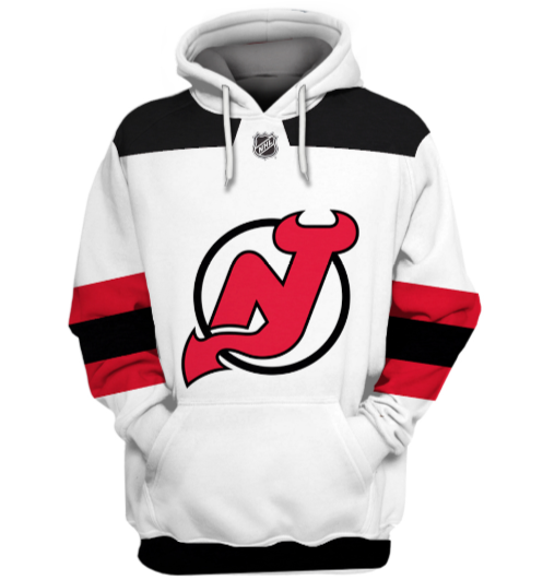 New Jersey Devils Symbol White 3D Pullover Hoodie