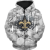New Orleans Saints Beehives Pattern 3D Zipper Hoodie Jacket