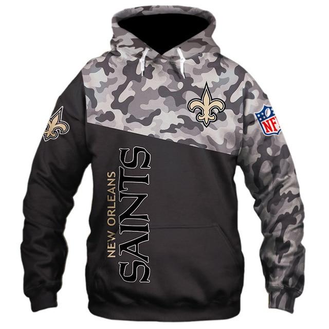 New Orleans Saints Half Camo 3D Pullover Hoodie