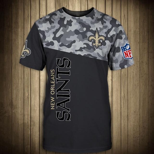 New Orleans Saints Half Camo 3D T-Shirt