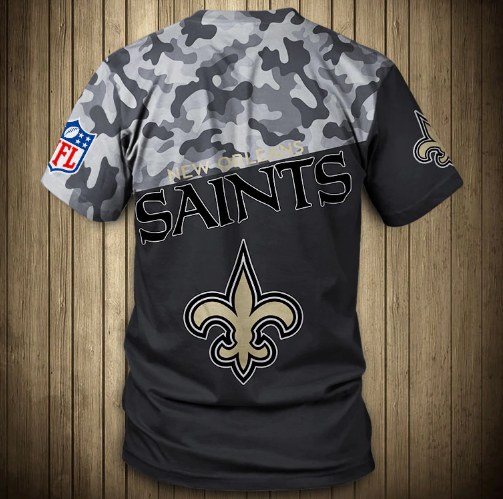 New Orleans Saints Half Camo 3D T-Shirt - Image 2