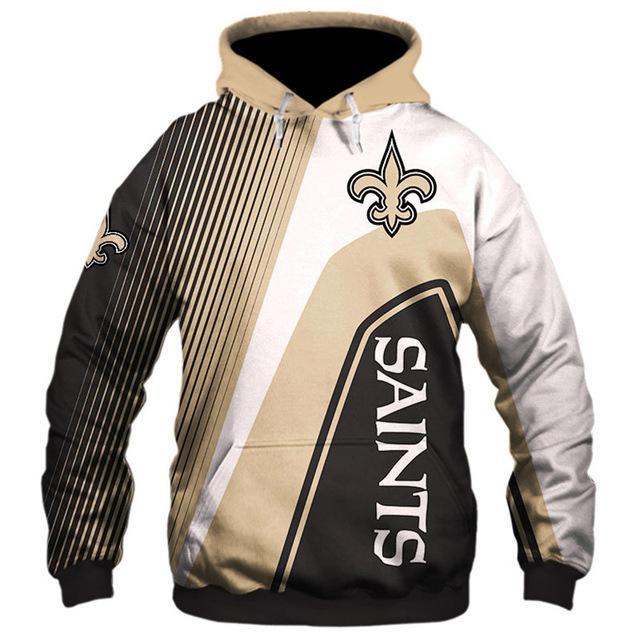 New Orleans Saints Hooded Matching Stripe 3D Pullover Hoodie