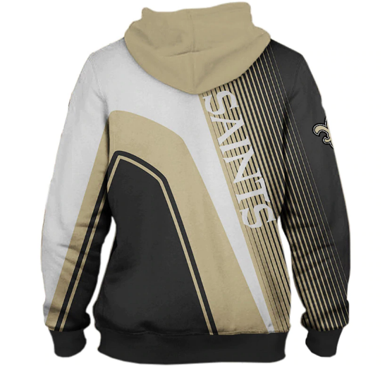New Orleans Saints Hooded Matching Stripe 3D Pullover Hoodie - Image 2