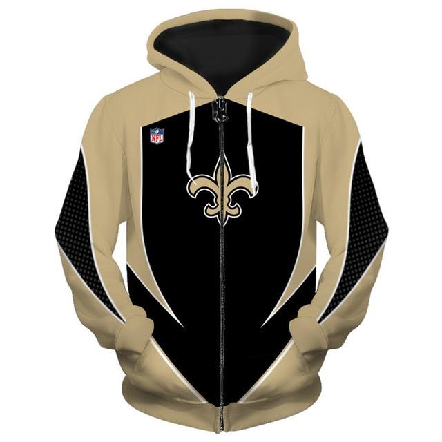 New Orleans Saints Middle Logo 3D Printed Zipper Hoodie Jacket