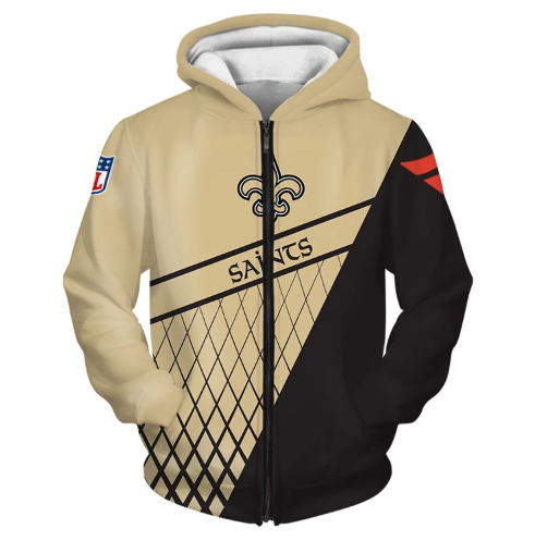 New Orleans Saints Top Logo 3D Zipper Hoodie Jacket