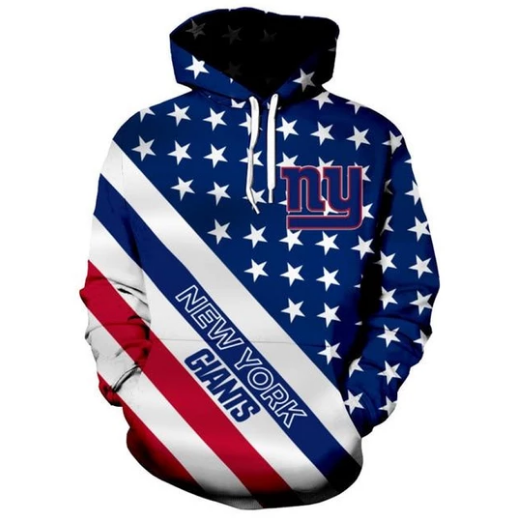 New York Giants American Flag 3D Printed Pullover Hoodie