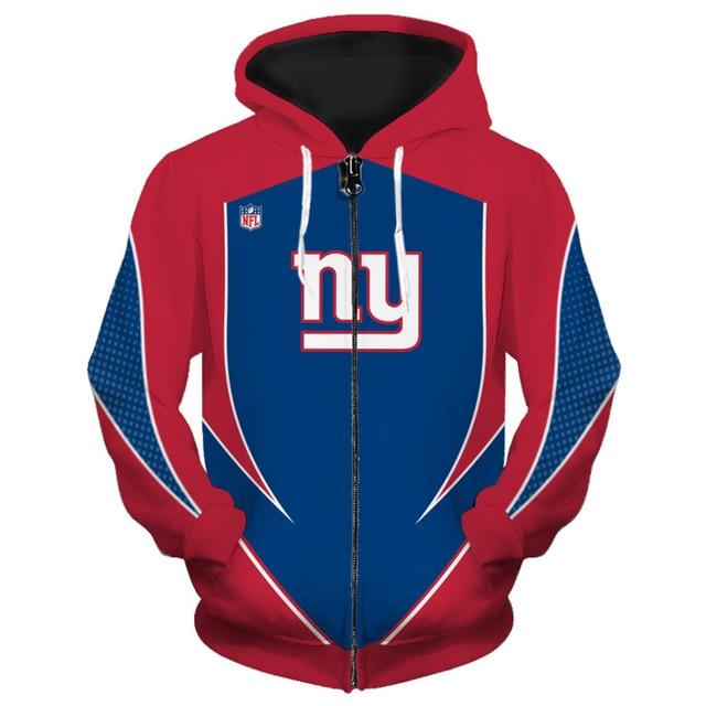 New York Giants Middle Logo 3D Printed Zipper Hoodie Jacket