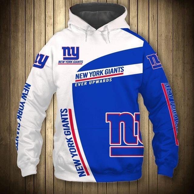 New York Giants White Hood 3D Pullover Hoodie