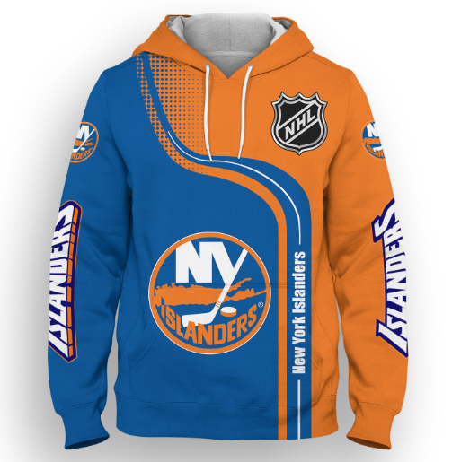 New York Islanders Half Color 3D Printed Pullover Hoodie