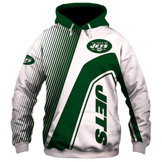 New York Jets Hooded Matching Stripe 3D Pullover Hoodie