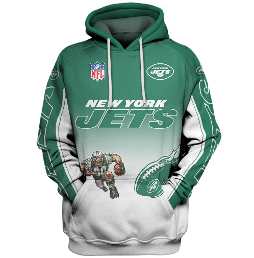 New York Jets Name In Sleeve 3D Pullover Hoodie