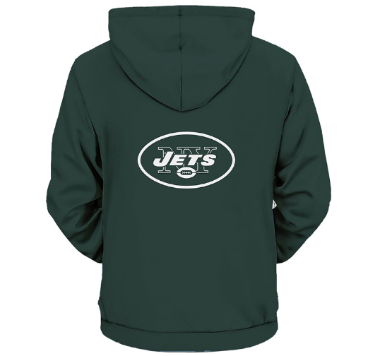 New York Jets Solid Color 3D Zipper Hoodie Jacket - Image 2